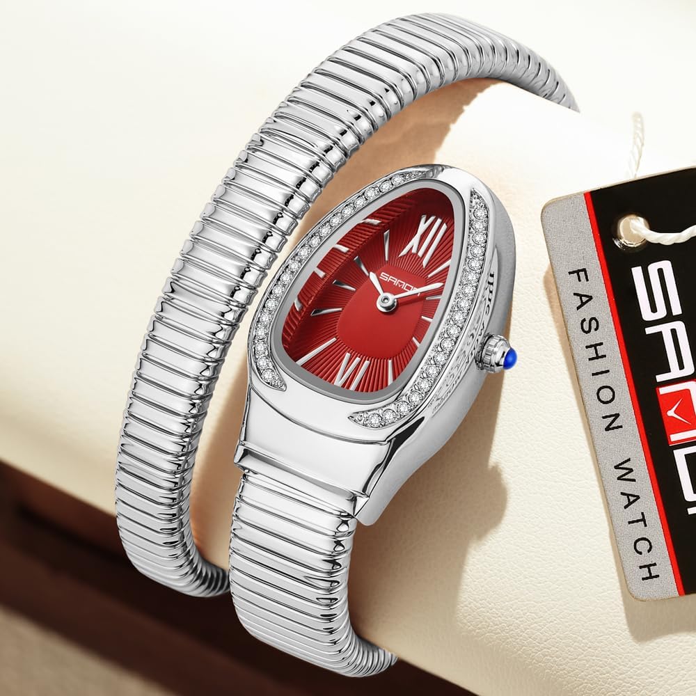 Gosasa Snake Bracelet Watch for Women, Elegant Bangle Wrist Watch with Flexible Wrap Strap Design, Fashion Jewelry Style Quartz Watch, Adjustable Cuff Watch for Dress & Gift - Image 3