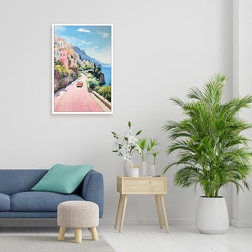Miniatura 5 de Quark Arte de pared retro de la costa de Amalfi, pintura costera de Italia, pósteres de pintura rosa pastel, decoración estética de preparación,