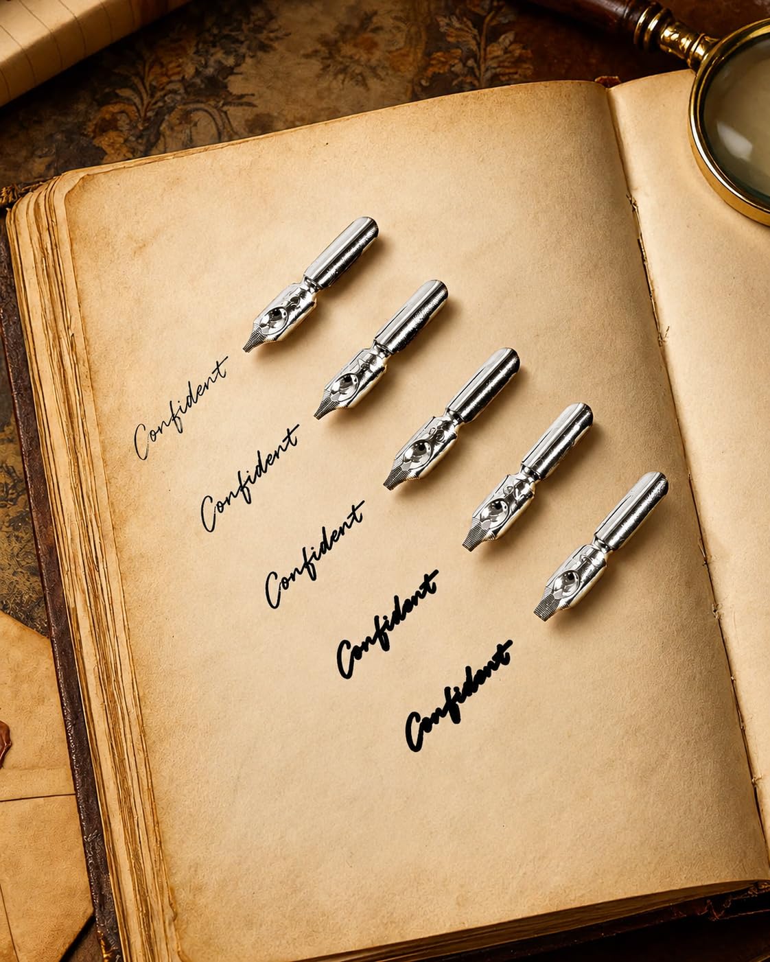 VABNEER Schreibfeder Kalligraphie Feder Vintage Federstift Tinte Set Antiken Feder Kalligraphie Stift für den Selbstgebrauch (Schwarzgrau)