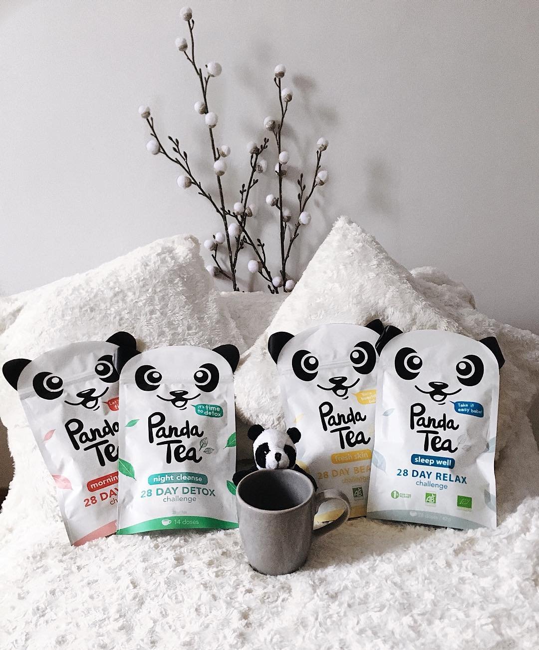 Panda Tea – Té Certificado bio- caja de 4 mezclas (112 bolsas) – reto detox, relajación, belleza, Biológico