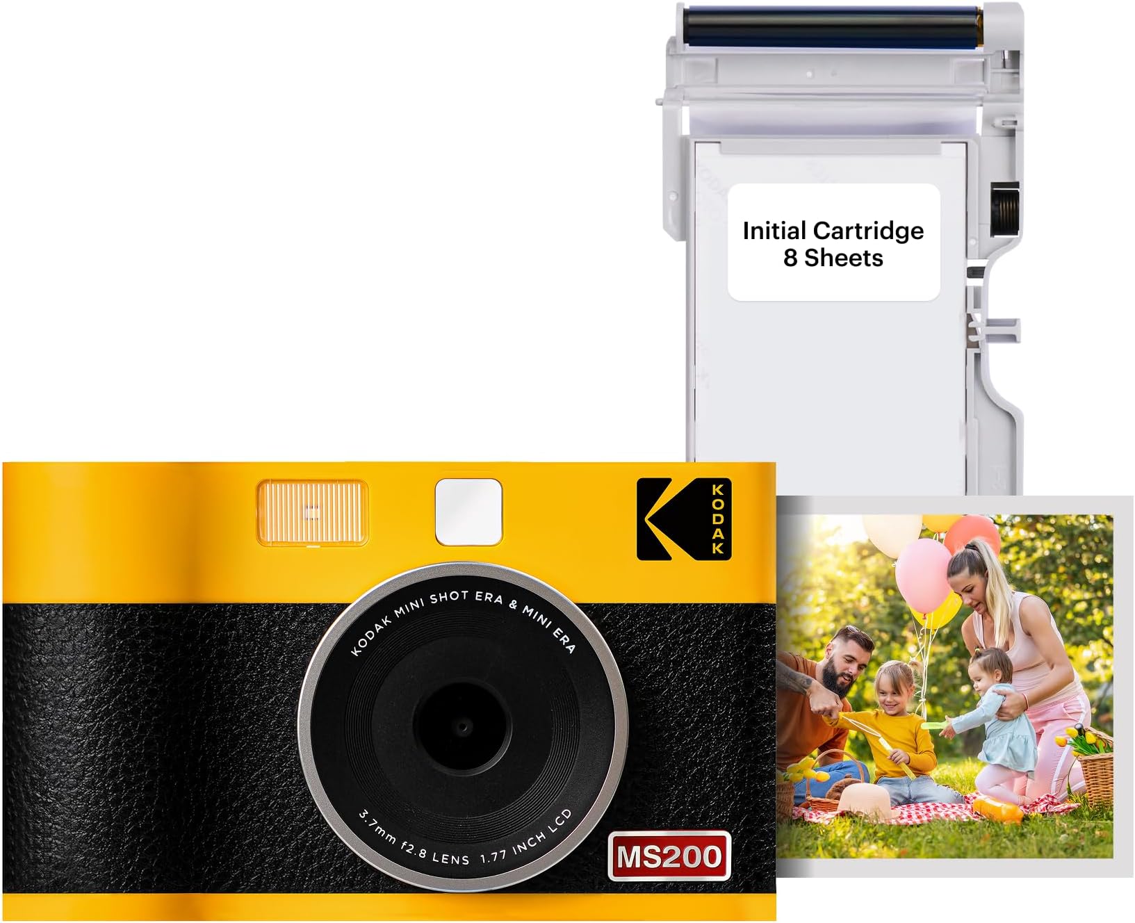 Mini Shot 2 ERA 4PASS 2-in-1 Instant Camera and Photo Printer (Yellow, Camera + 8 Sheets)