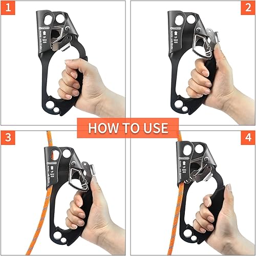 Miniatura 27 de NewDoar UIAA y CE certificado mano Ascender árbol escalada árbol arborista rapelar equipo cuerda abrazadera para 8 ~ 13MM cuerda Set derecho azul