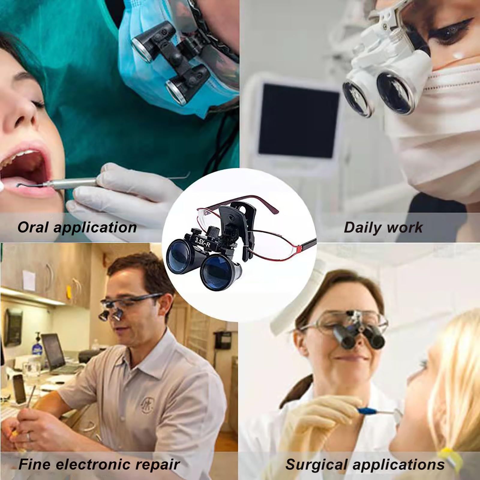 Lupenbrille Für Brillenträger Medizinische Binokulare Zahnlupe 2.5X/3.5X VergrößErung Zahnarzt-Zahnlupen Für Den Arztbetrieb In Der Zahnchirurgie Mit Clip-Lupe Zahnlupe (Color : 3.5X)