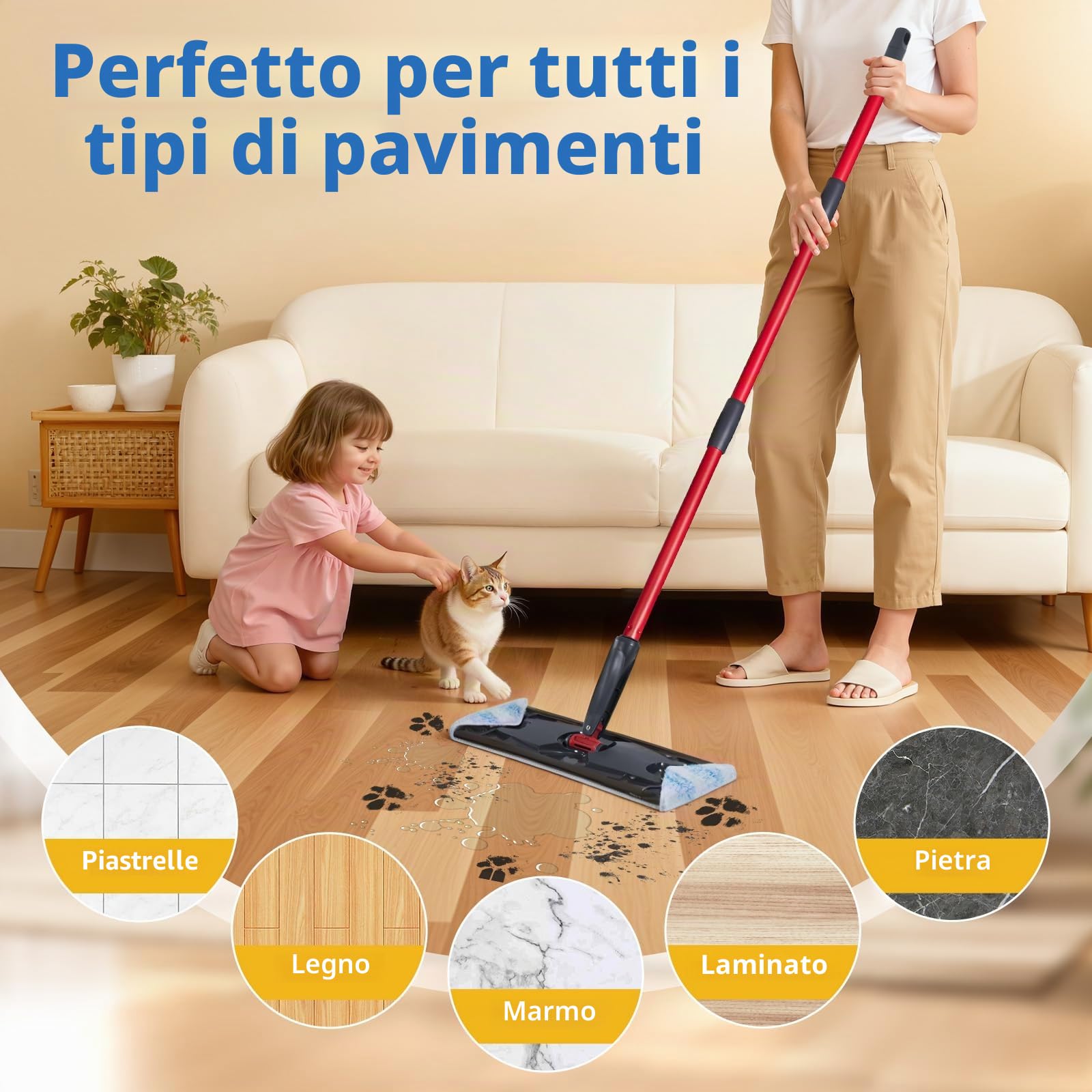 6 panni in microfibra compatibili con Vileda H2PrO e O-Cedar H2PrO - Rivestimento di ricambio per lavapavimenti e macchie di rimozione rapida