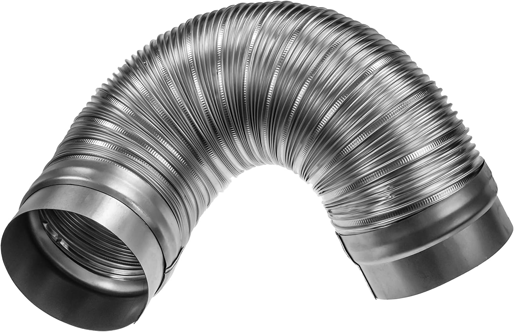 4" Inch Flexible Duct - 0.82 to 1.64 ft Length - Corrugated Aluminum Ducting Connector - Galvanized Steel End Sleeves - Washer and Dryer Exhaust Duct - Dust Collection Hose - Dryer Duct