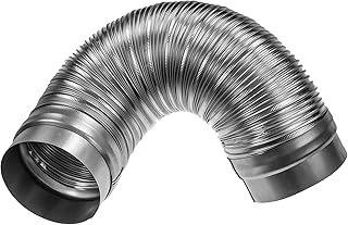 5" Inch Flexible Duct - 0.82 to 1.64 ft Length - Corrugated Aluminum Ducting Connector - Galvanized Steel End Sleeves - Wa...