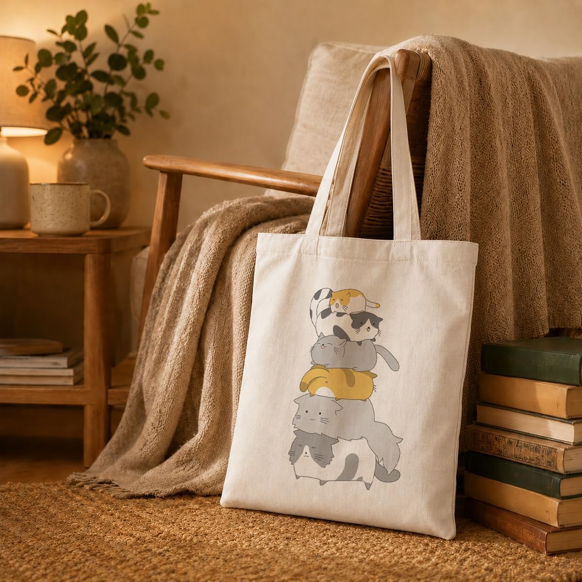 Funny Canvas Tote Bag, Reusable Shoulder Grocery Bag, Holiday Gift Bags for Friends, 13.7x15.7 inch image 3