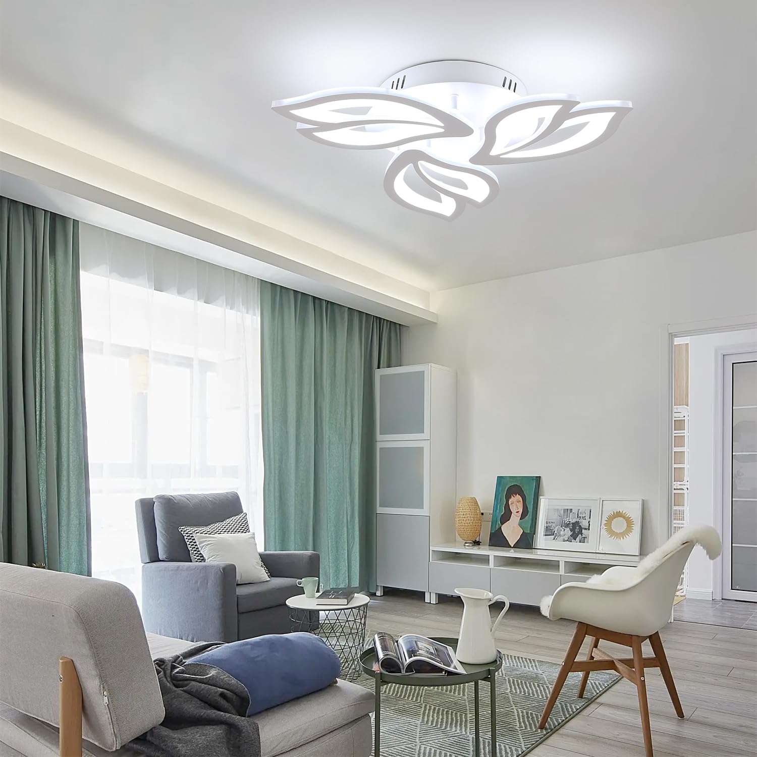 Comely Plafoniera Soffitto, 40W Lampada da Soffitto LED, 3 Teste Petali Lampadari LED Moderno 4500LM Per Soggiorno, Camera da Letto, Corridoi, Bianco Freddo 6500k