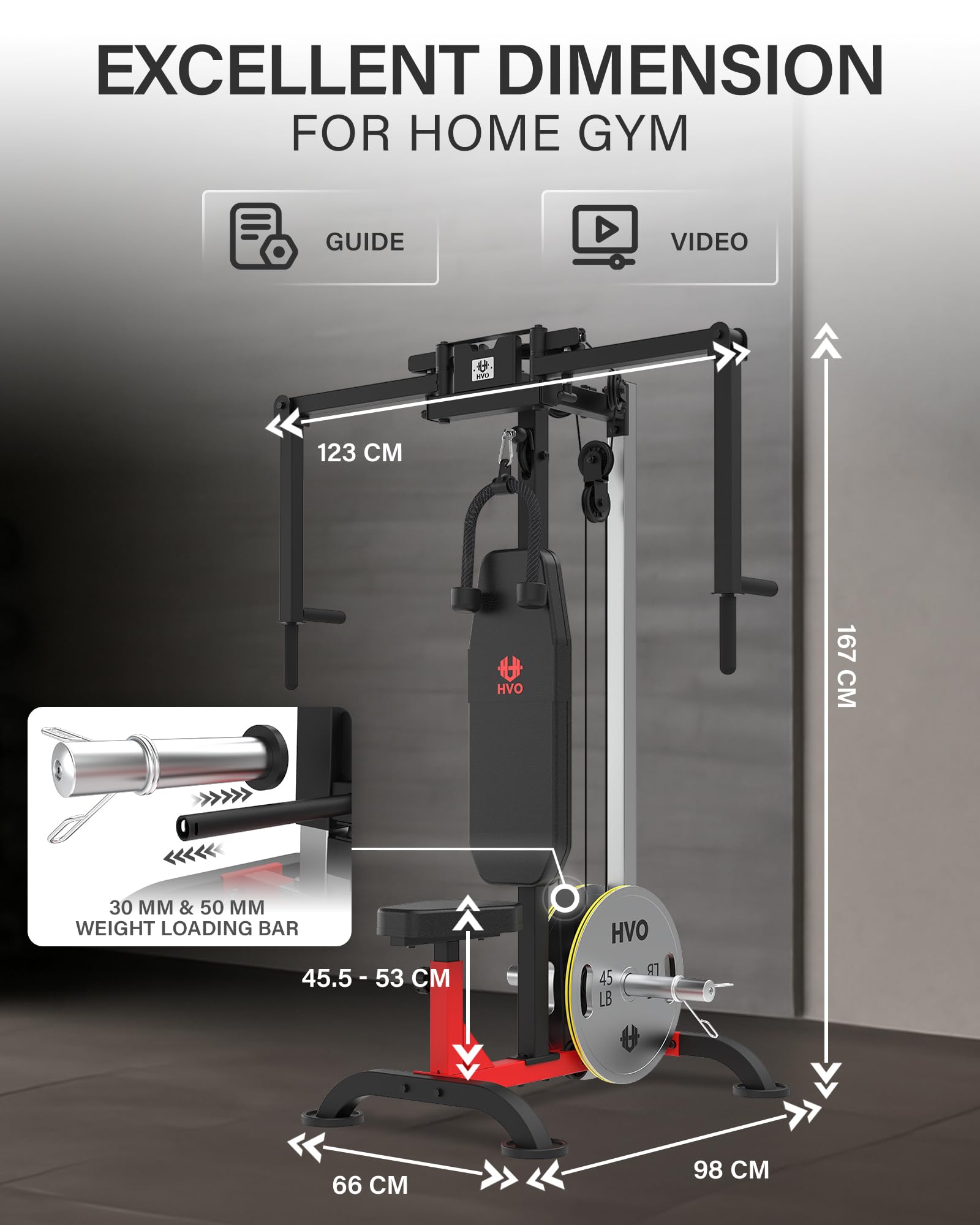 HVO Chest Fly Maschine 3 in 1 Brusttrainer Verstellbare Arme | Trainiert Brust und Rücken mit Fly und Reverse Fly Funktionen sowie individuell einstellbaren Armen für Zuhause
