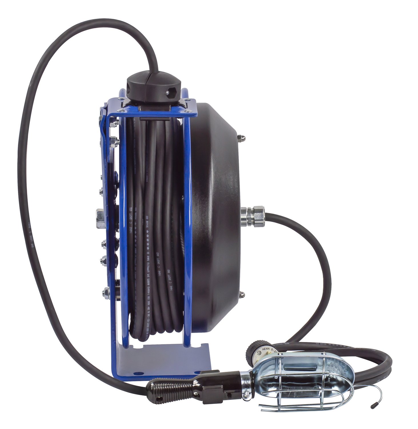 Coxreels PC13-5016-E Power Cord Spring Rewind Reels: Incandescent Cage Light, 50' Cord, 16 AWG