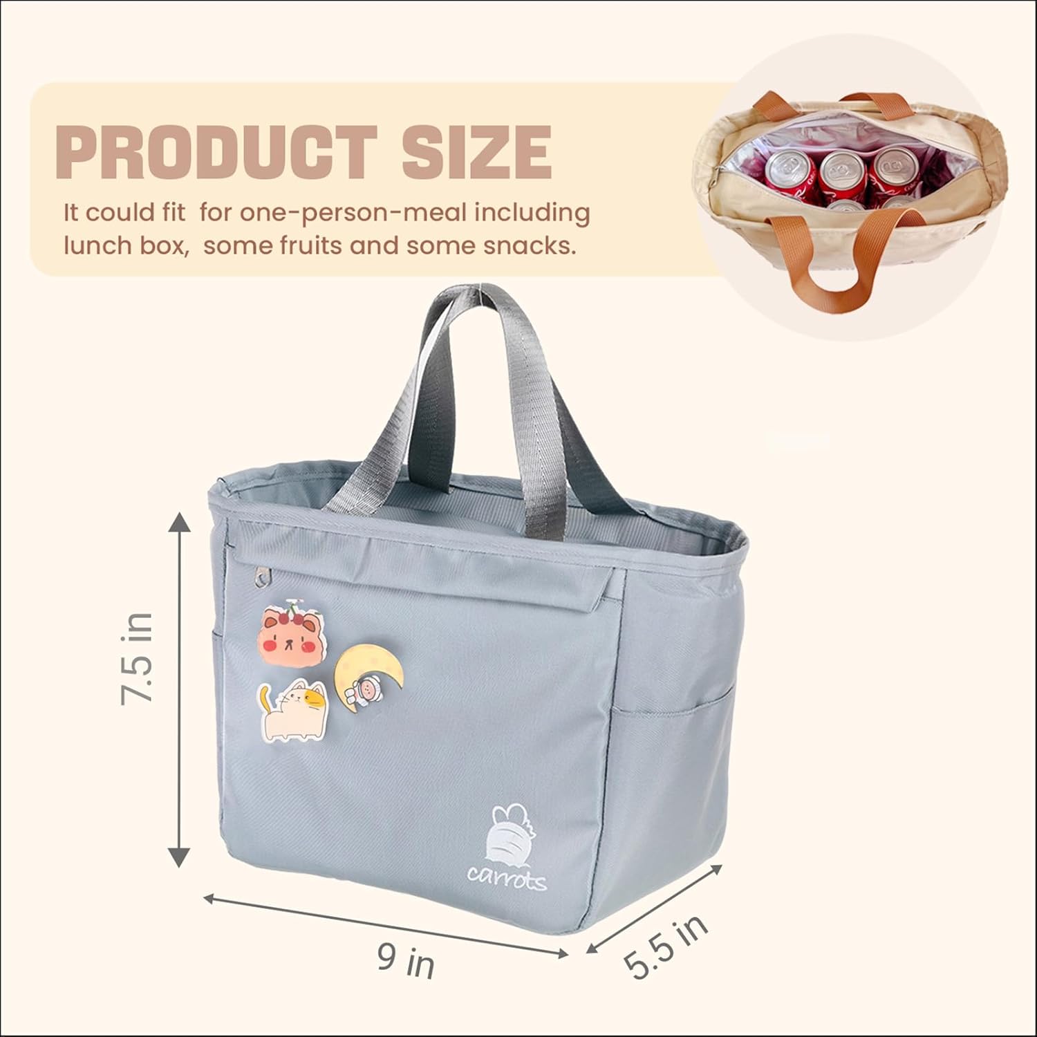 Premium Insulated Lunch Bag for Women, Small Reusable Lunch Box with Multiple Pockets, Cute Cooler Tote for Work Outdoor Picnic(Blue) - Image 2