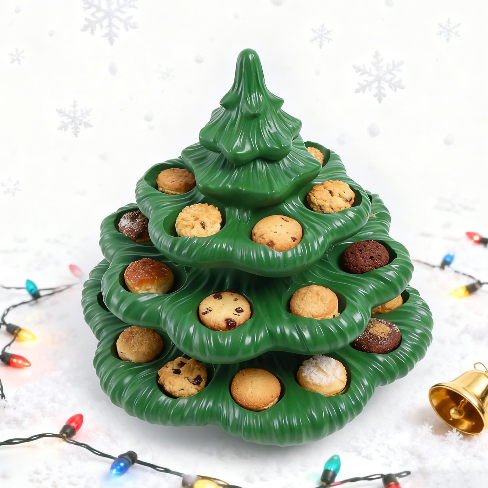 Bandeja para Servir de Resina con temática navideña para Huevos y refrigerios del Forma de árbol de Navidad Solución de Adorno de Cocina fácil de Limpiar Bandeja para Servir para árbol de