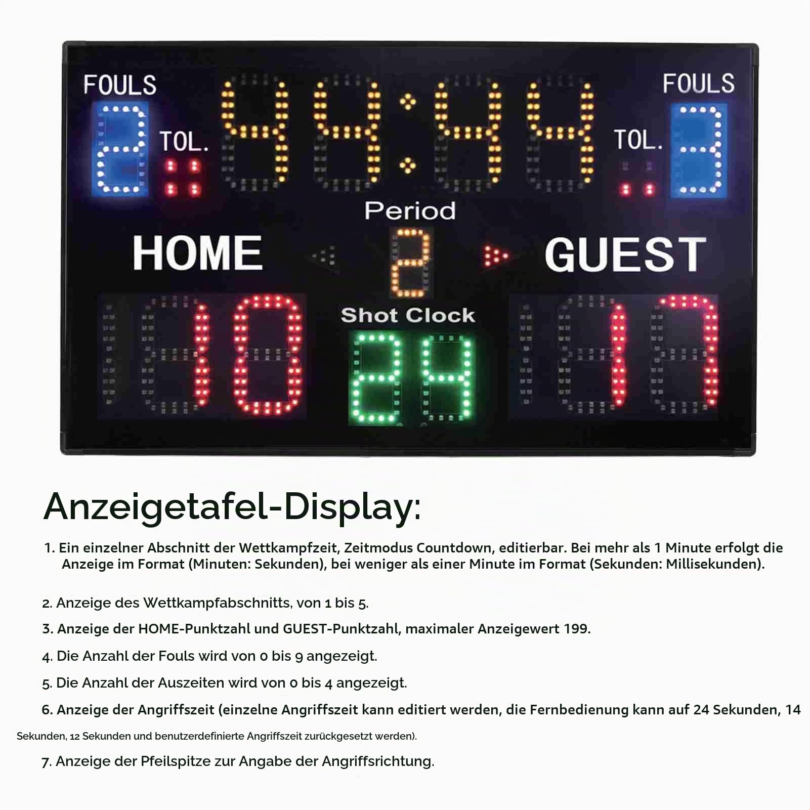 Multisport 15-stellige Elektronische Anzeigetafel Tischanzeigetafel für Basketball-Volleyball-Wrestling und Mehr 100‑240 V
