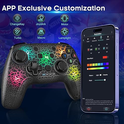 Miniatura 7 de Controlador de interruptor, controlador inalámbrico Pro para Nintendo SwitchSwitch OLEDSwitch Lite, controlador de interruptor inalámbrico LED