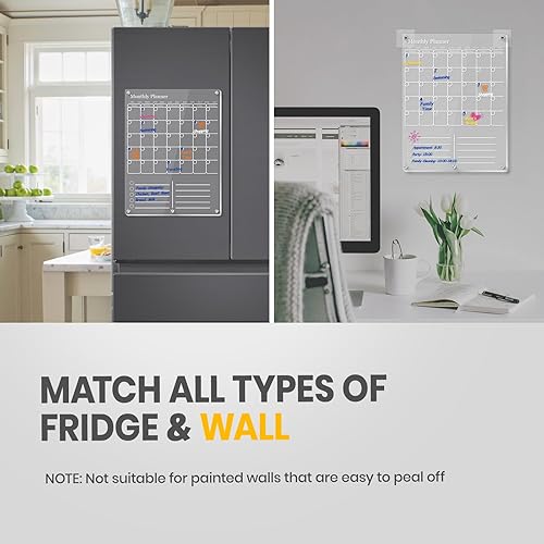 Miniatura 2 de Calendario acrílico magnético para refrigerador (1 paquete, blanco)