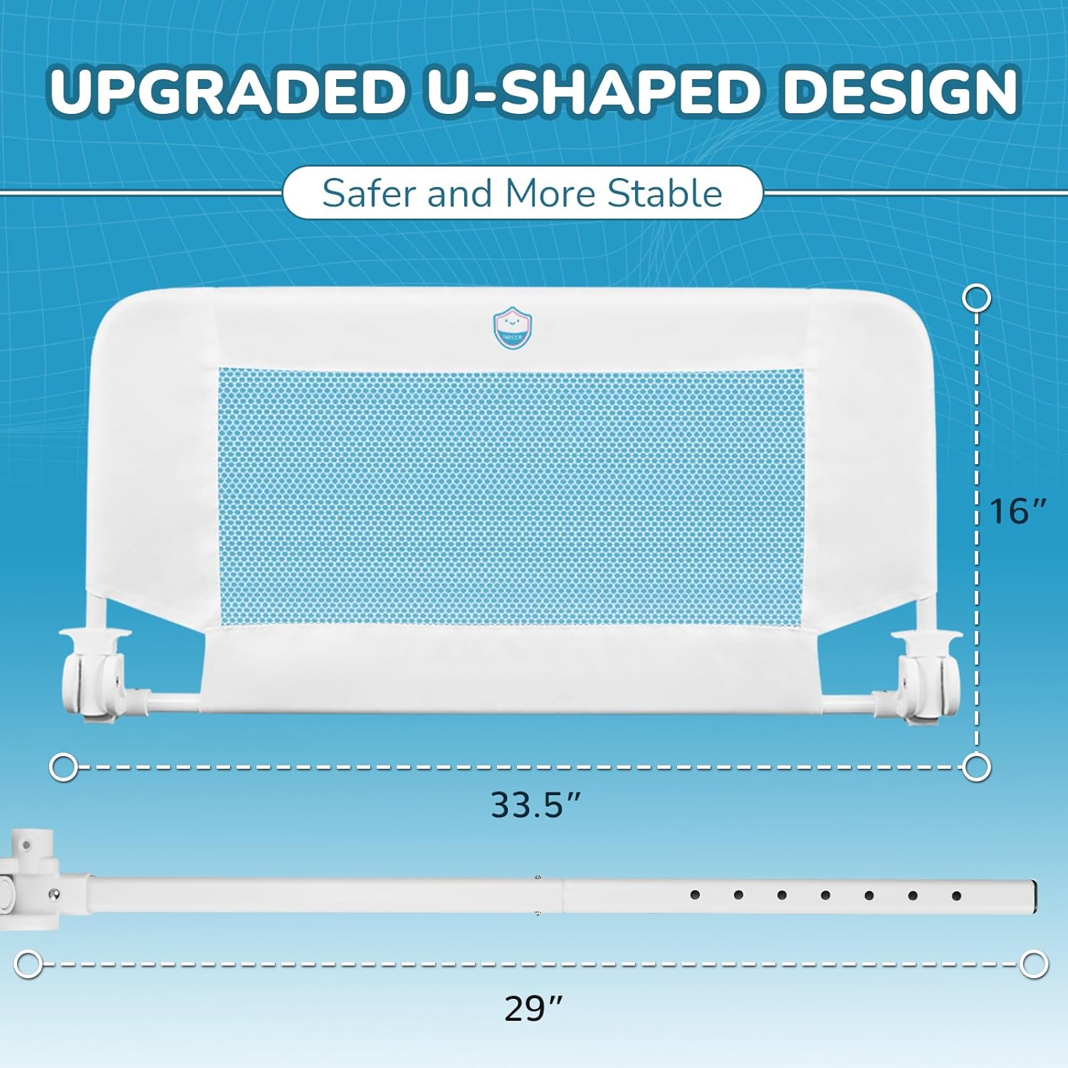 Universal Swing Down Crib Rail Guard, Convertible Crib Bed Rail for Toddlers, with Reinforced Wing Nut Safety System, Compatible with All Major Brand of Crib, White