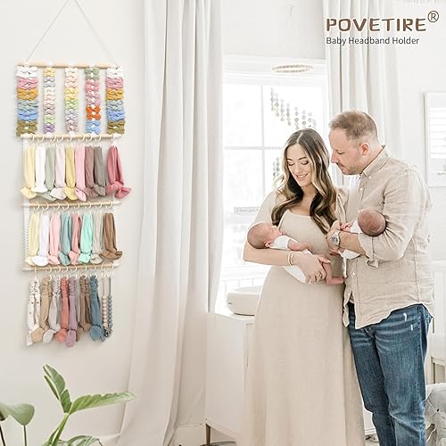 Vista 61 de POVETIRE Soporte para diadema organizador de lazos para el cabello, diademas para bebé, accesorios para el cabello, organizador de almacenamiento