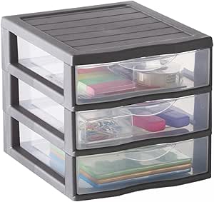 Sundis Opbergtoren Orgamix A4 - 3 laden - Transparant - 36x26x25,5cm