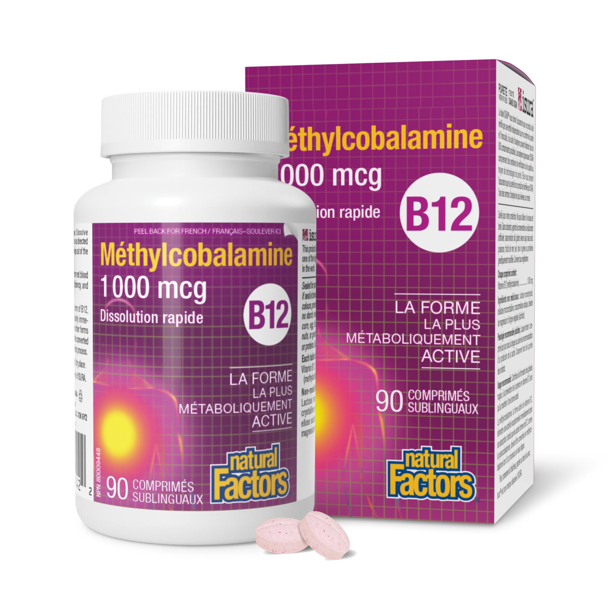 Natural Factors Vitamin B12 1000 mcg Methylcobalamin, 90 Sublingual  Tablets, Quick Dissolve, Most Bioactive Form, Supports Formation of Red  Blood ...