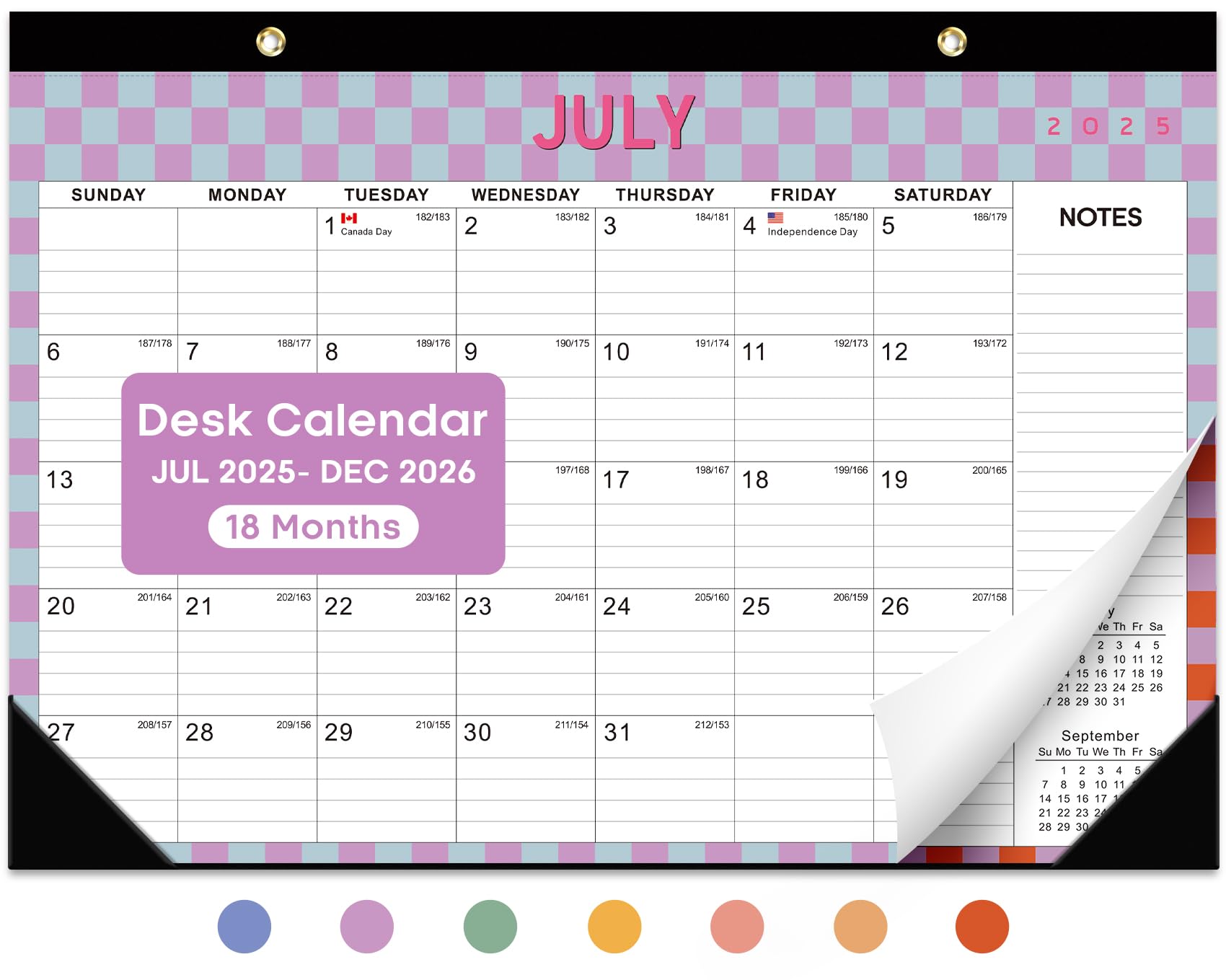 Taja Desk Calendar 2025-2026, Runs Until Dec 2026, 21-Month, 17" x 12"