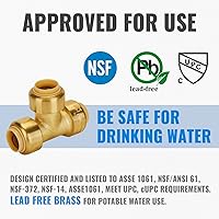 Vista 3 de SUNGATOR Camiseta de 1/2 pulgada, accesorios Pex de empuje de 1/2 pulgada, accesorios en T de 1/2 pulgada, conector en T de plomería sin plomo