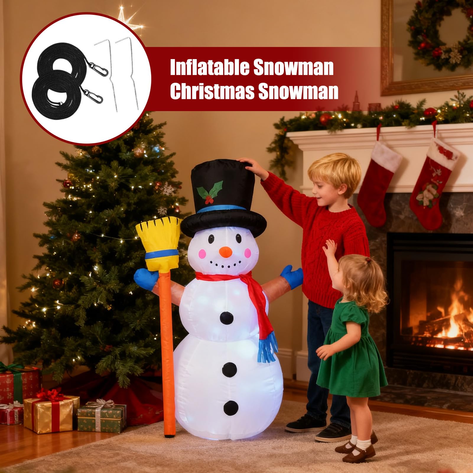 Bonhomme De Neige Gonflable De Noël 1,2 m avec Lumière LED | Bonhomme De Neige De Noël Gonflable Décoration De Jardin Pour Jardin Parc Cour Arrière-Cour Porche Balcon Fête Rassemblement