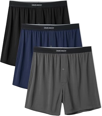 DAVID ARCHY Mens Quick Dry Micro Mesh Boxer Shorts Loose Fit 3/5 Pack | Lightweight Breathable Fabric, Moisture Wicking, Cool Comfort, Chafe-Free Design for Travel and Daily Wear