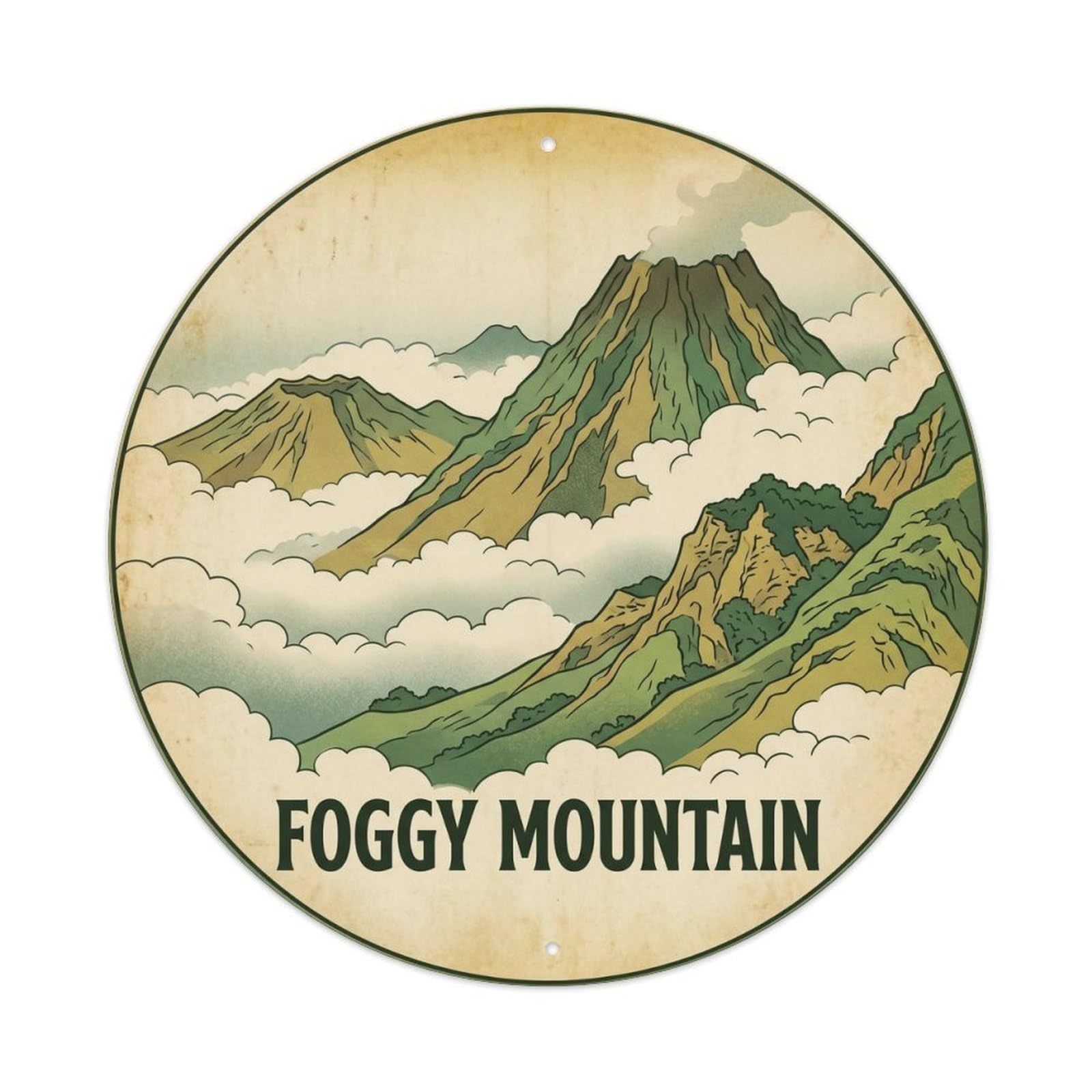 Foggy Mountain Hawaii Island Nature Botanical Metal Tin Sign