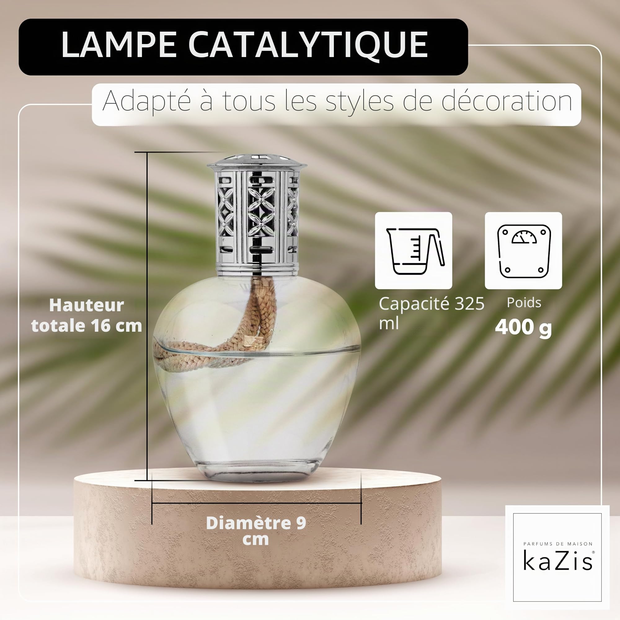 KAZIS® I Lampe catalytique Victoria I Lampe à parfum I Transparent