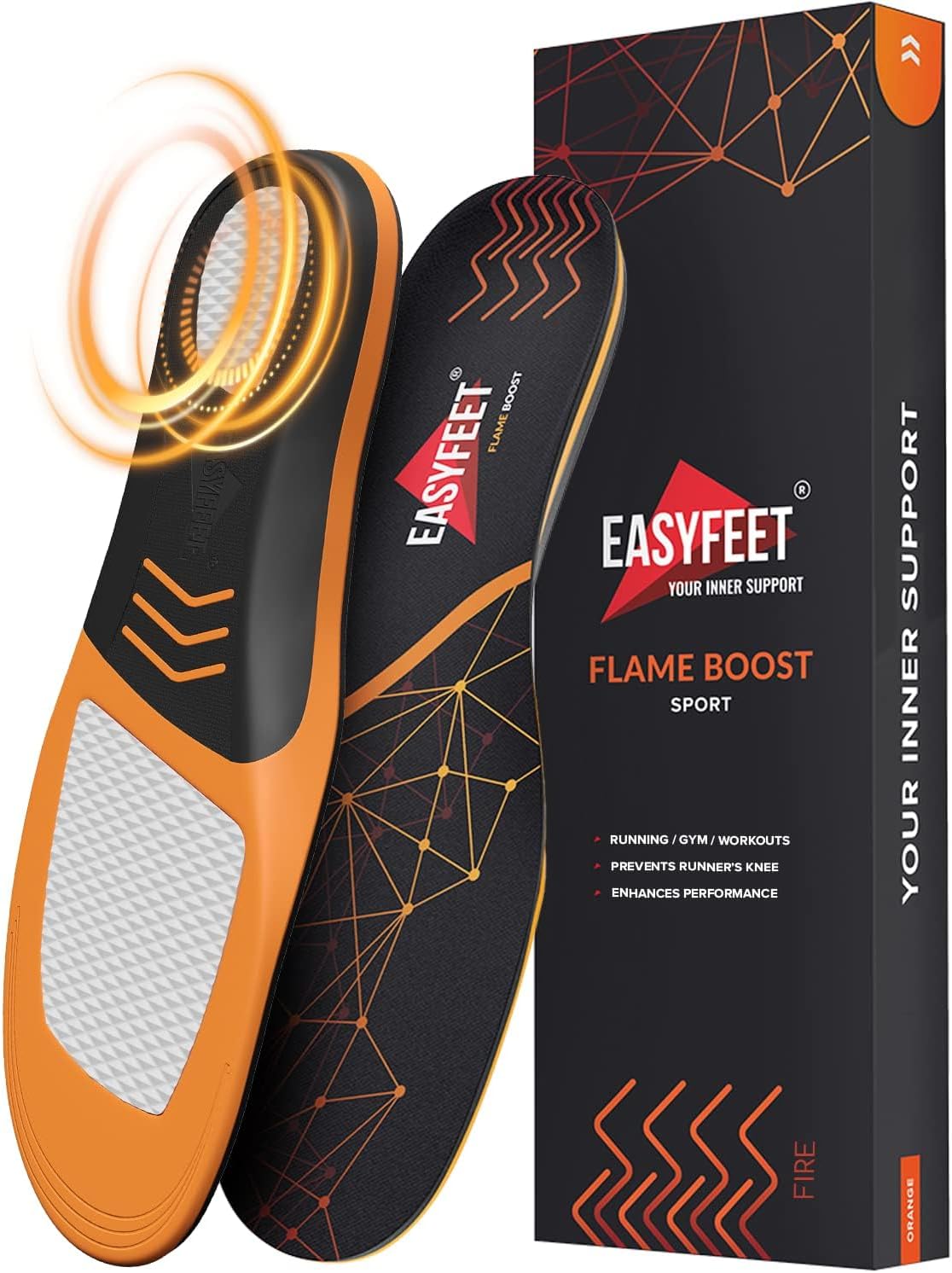 EASYFEETAnti-Fatigue Insoles for High Arch Support - Orthotics for Men Women - Plantar Fasciitis, Foot Pain Relief - Ideal for Boots, Sneakers, Hiking