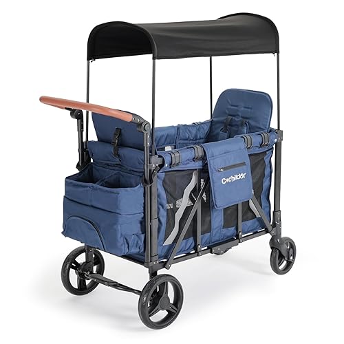 Miniatura 12 de Cochecito premium de 2 plazas para niños, cochecito plegable todo terreno con asientos extraíbles, arnés de seguridad ajustable de 5 puntos, toldo y