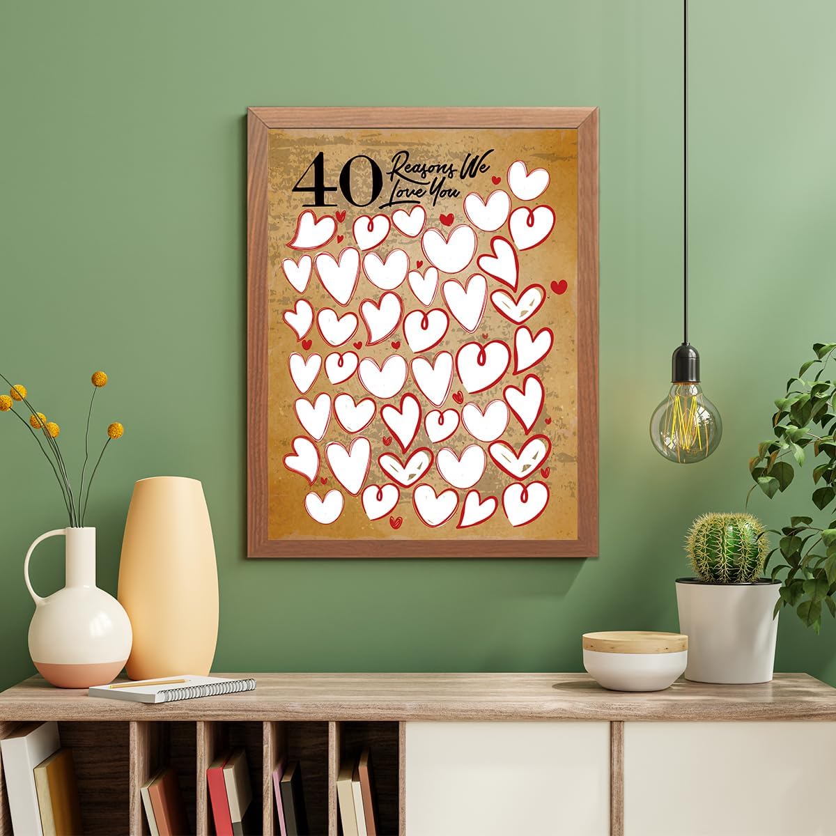 40 Reason Why We Love You,40th Birthday Wall Decor,Birthday Gifts for Women Men,Guest Canvas 40th Anniversary or Birthday Party Favors Decoration-24x18 In