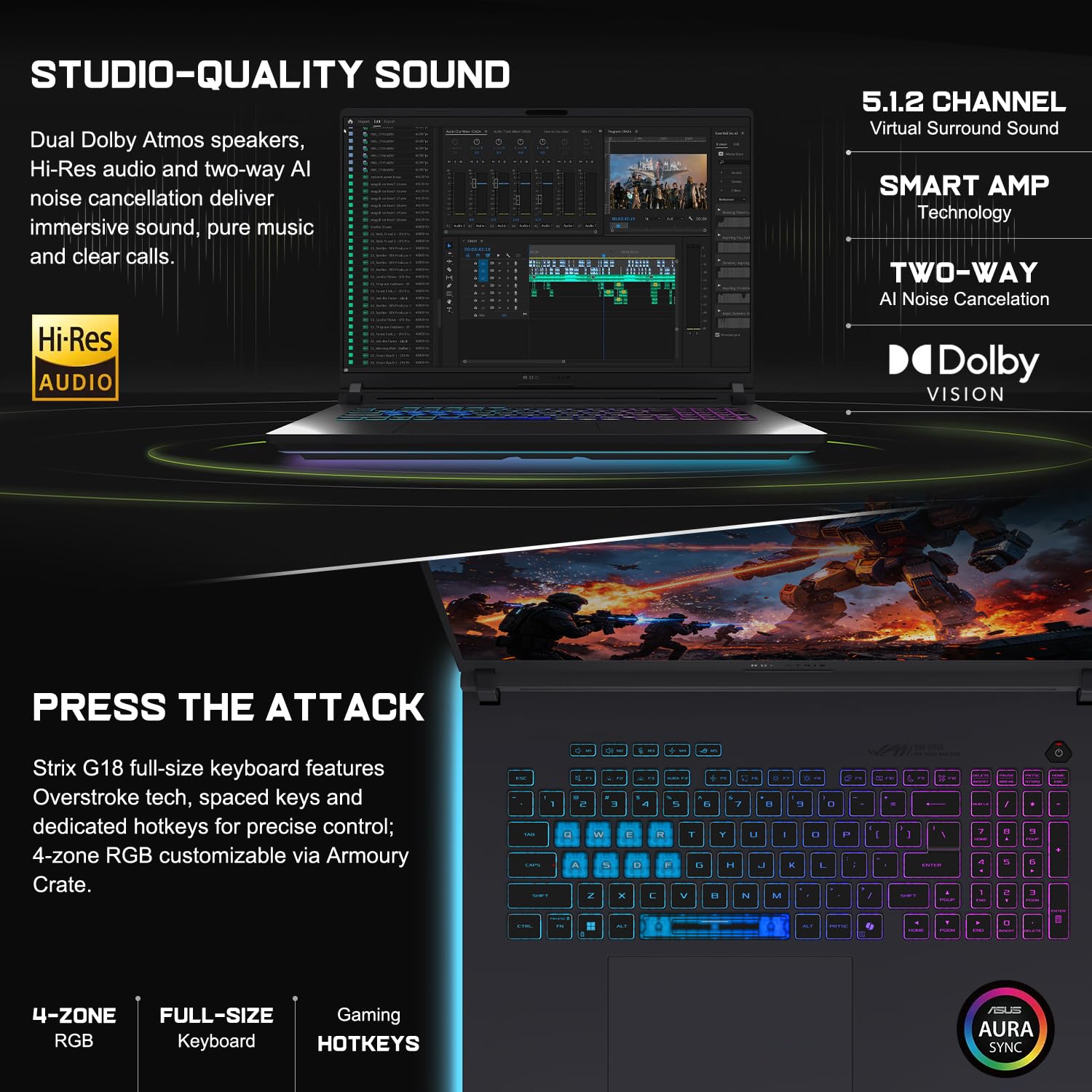 ASUS ROG Strix G18 5070 Gaming AI Laptop|Intel Core i9-14900HX (24 core, 32 thread)|GeForce RTX 5070|18" FHD+ IPS Nebula Display|32GB DDR5|SSD 1TB |4-zone RGB retroilluminato KB|HDMI|Wi-Fi 7|Windows