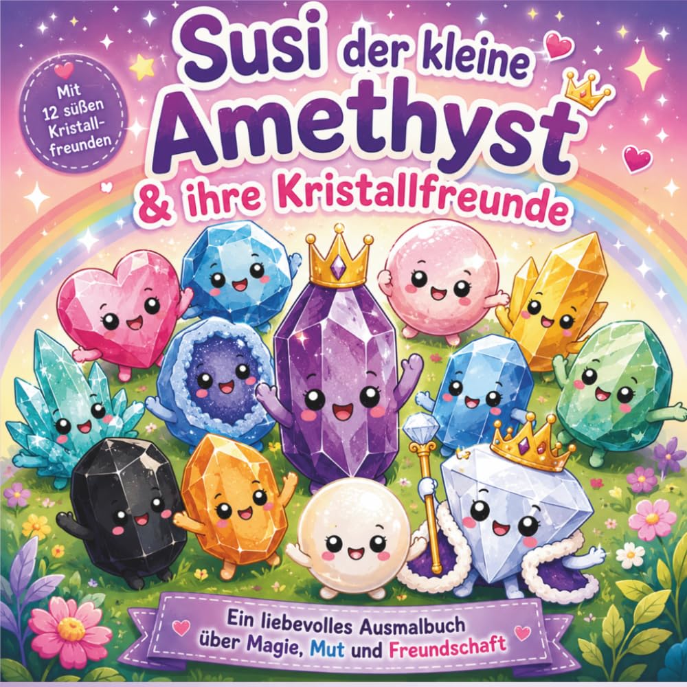 Susi der kleine Amethyst & ihre Kristallfreunde: Ein liebevolles Ausmalbuch über Magie, Mut und Freundschaft (Kristall ausmalbücher)