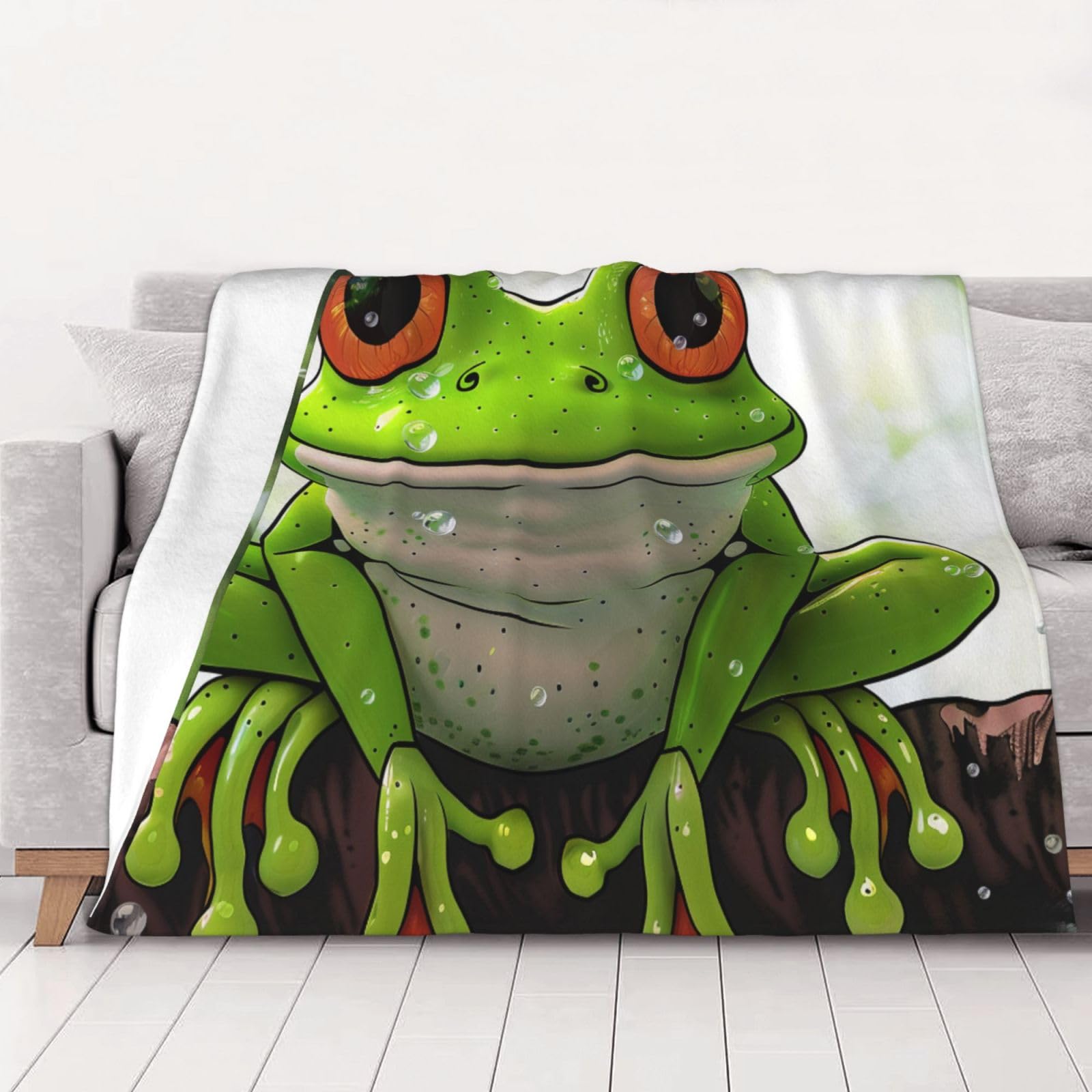 AUBKFELD Cute Frog Art Printed Flannel Blanket 200x150 CM, Soft & Warm Throw Blanket for Sofa/Couch/Bed/Car, Gifts for Audlts Women Men