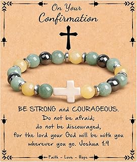 Cross Bracelet for Women Christian Faith Gifts Catholic ReligiousEaster Christian Jewelry, Meaningful Baptism Communion Natural Beads Bracelets