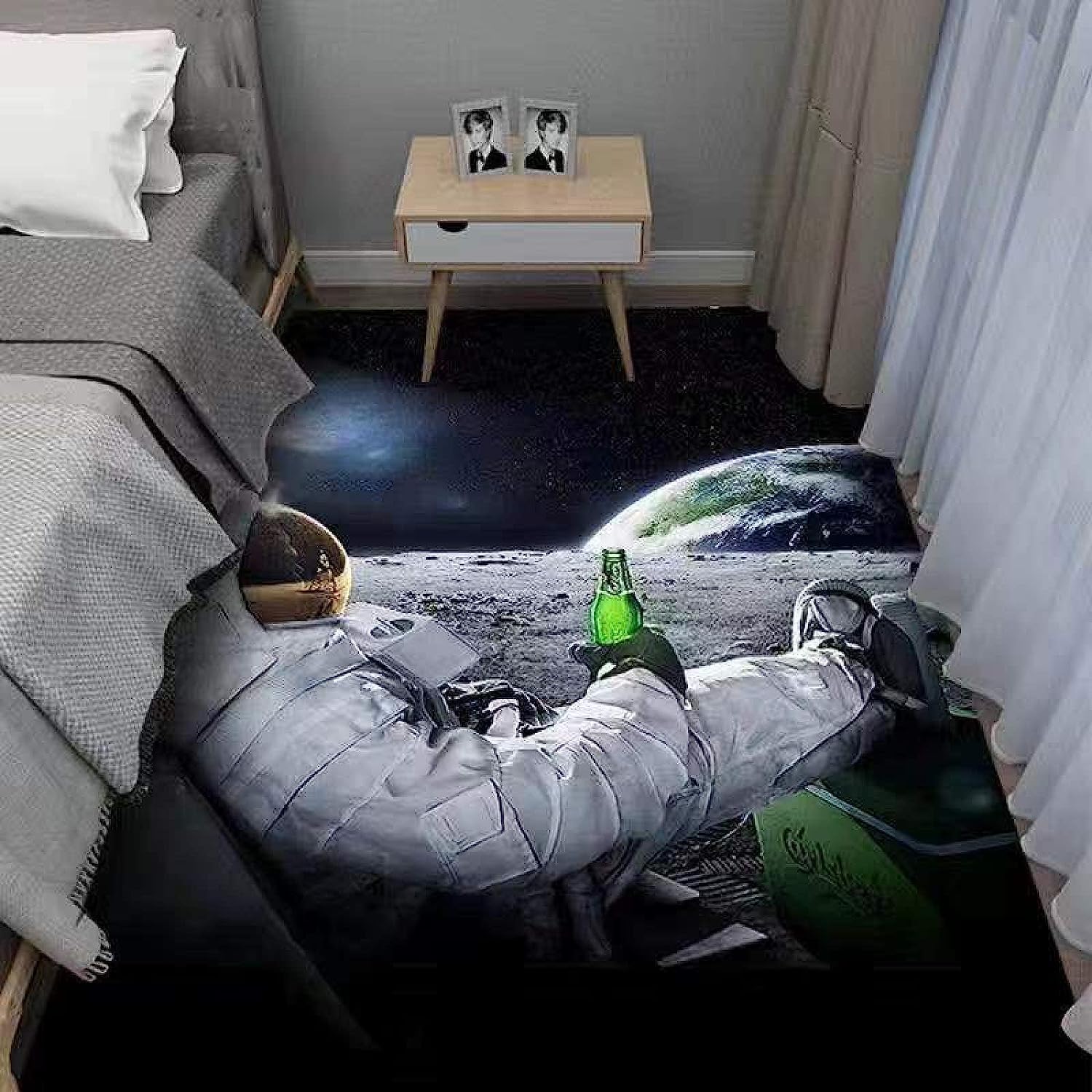 Alfombra Astronauta del Planeta Gris Impresa En 3D Alfombra Pelo Corto Antideslizante Lavables Alfombra Habitación Dormitorio Alfombras De 78,7 X 118,1 Pulgadas - Limpieza Fácil - Poliéster -7J4P/L1G