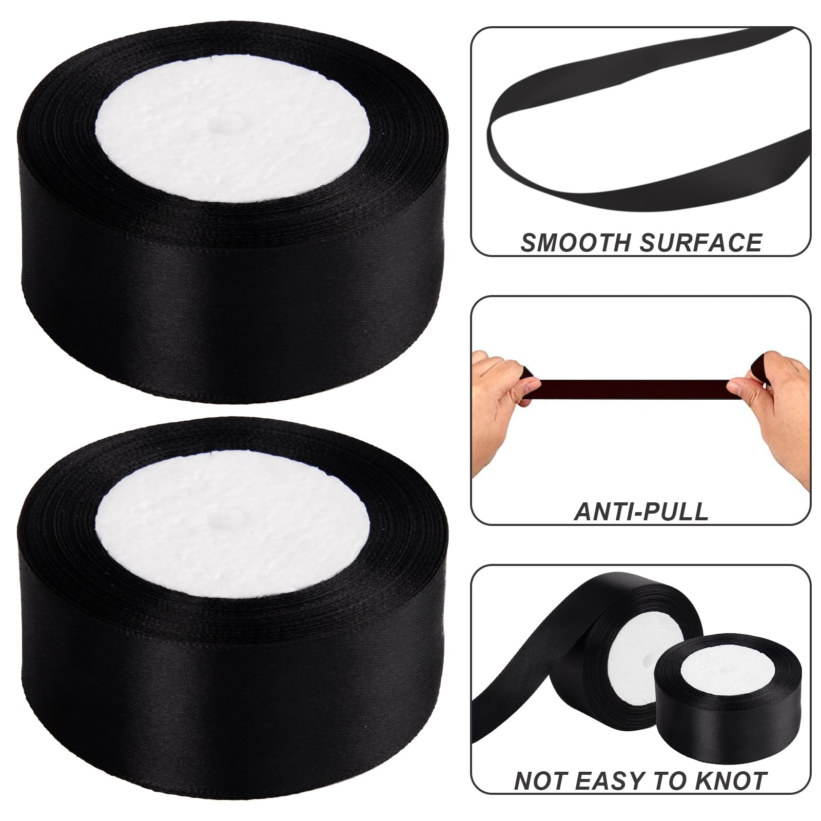 Nastro Arricciato Double Face Per Regali E Decorazioni, Bianco E Nero, 9,1 Metri, Larghezza 2,5 Cm, Ideale Per Bomboniere E Fai Da Te