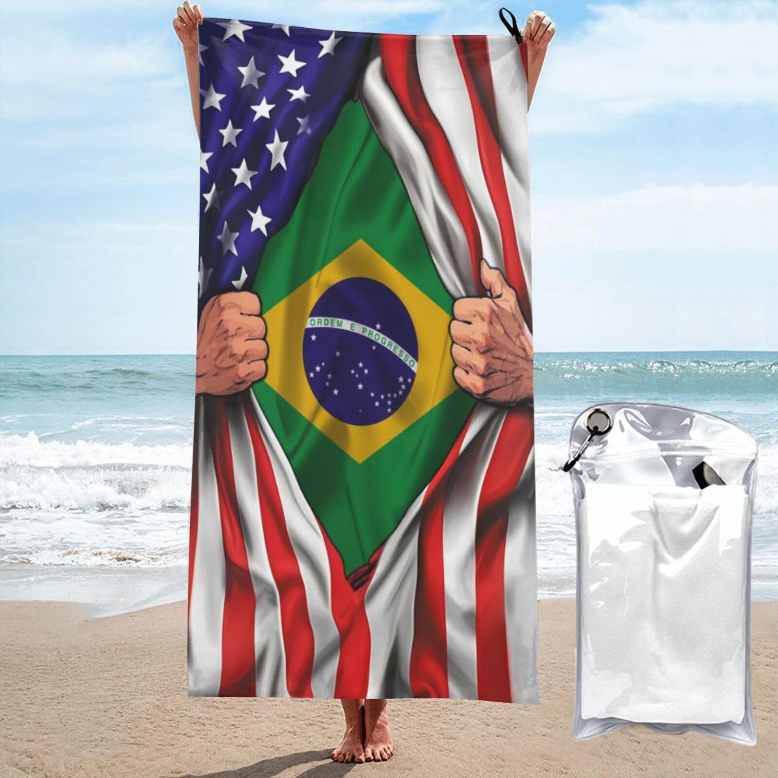 Serviette de plage draps de bain USA et Brésil 70x140cm