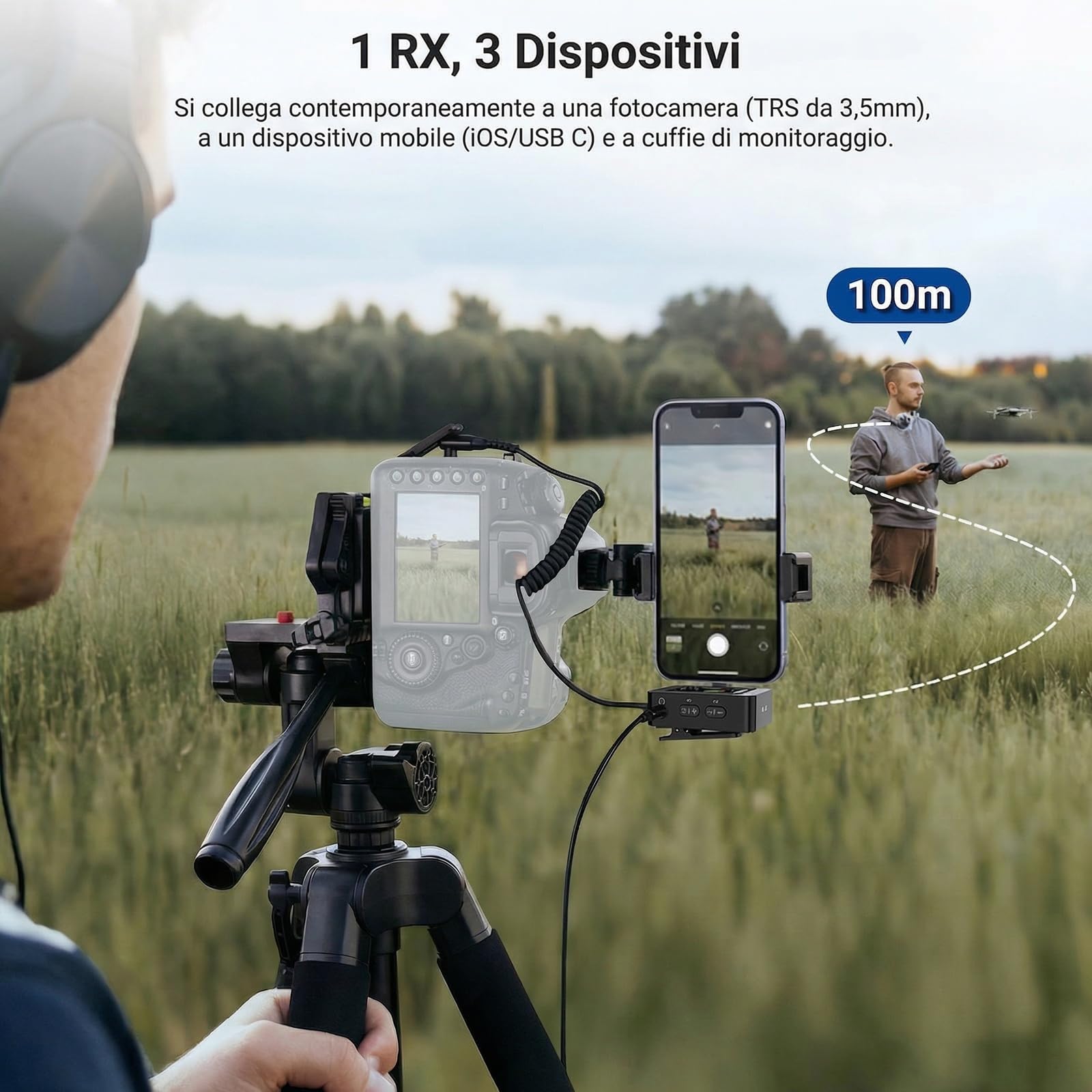 NEEWER CM26 Pro Microfono Wireless AI Compatibile con iPhone Android Telefono Fotocamera PC, Mic Lavalier Anti Rumore DSP/MCU Guadagno Muto Taglio Basso 48kHz/24bit SNR 88dB Batteria 50H Portata 100m