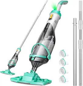 VIVOHOME Aspirador De Piscina Sem Fio Com Hastes Telescópicas E Extensíveis, 2,75 M, Sucção 18,5 Gpm, Autonomia 60 Minutos, Indicador Bateria Recarregável Para Piscinas/Spas/Banheiras Hidromassagem