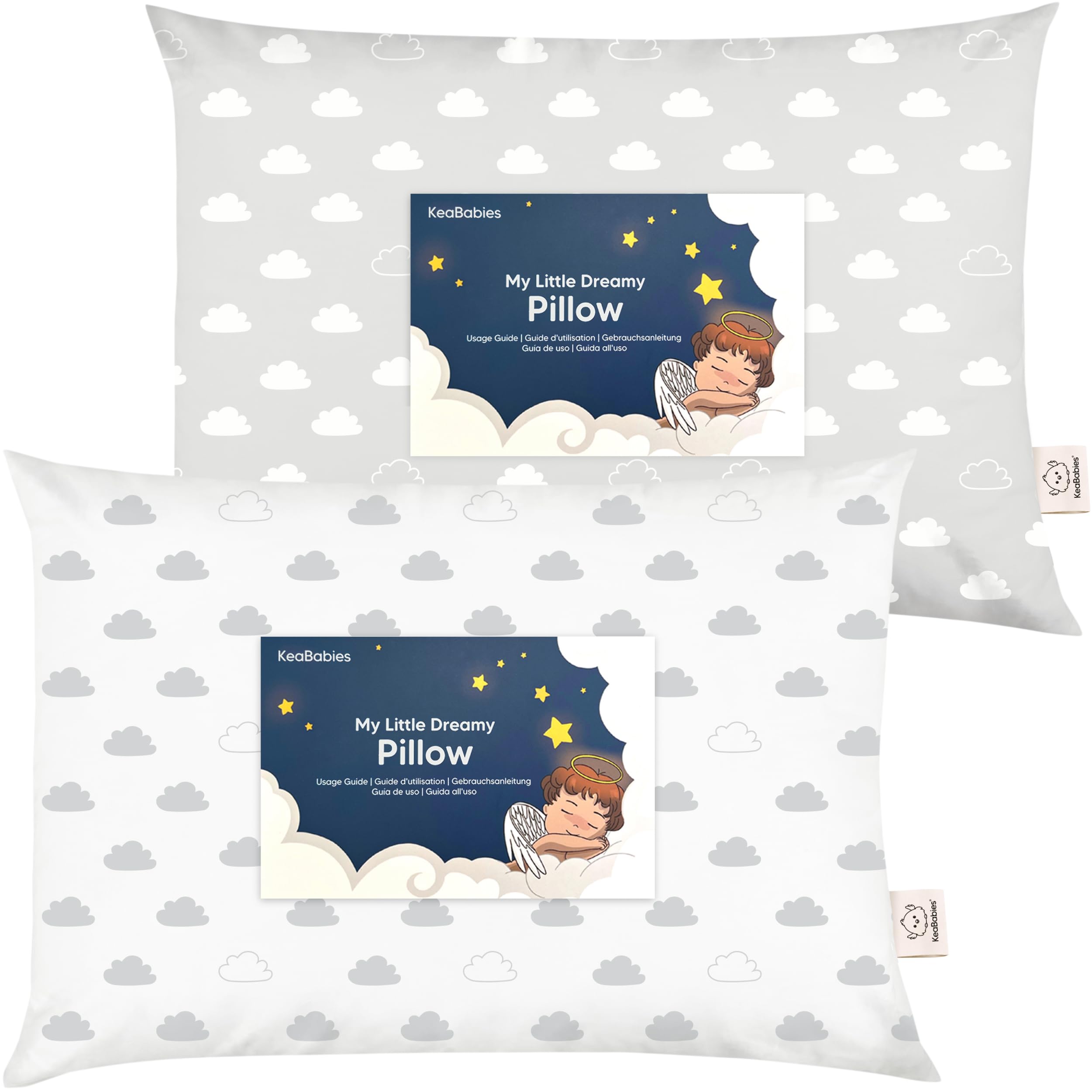 2-Pack Toddler Pillows 2 Year Old to 5-13x18 Soft Organic Cotton Kids Pillow for Sleeping, Travel, School, Daycare, Nap, Toddler Bed, Machine Washable, Without Pillowcase (Cloud)