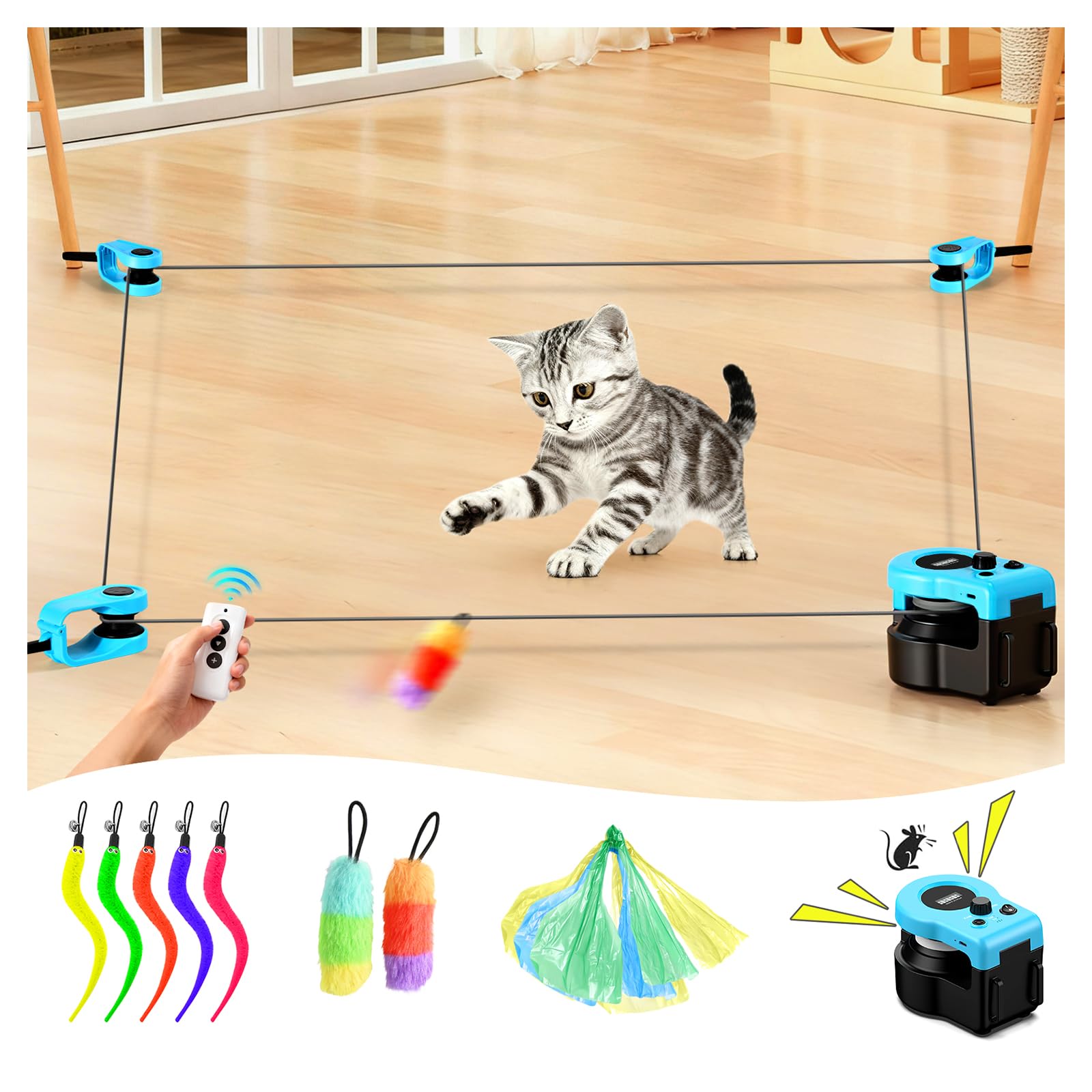 DoubleCare Jouet électrique pour chat et jouet d'intelligence pour chat automatique/télécommandé, jouet interactif pour chats domestiques avec vitesse réglable
