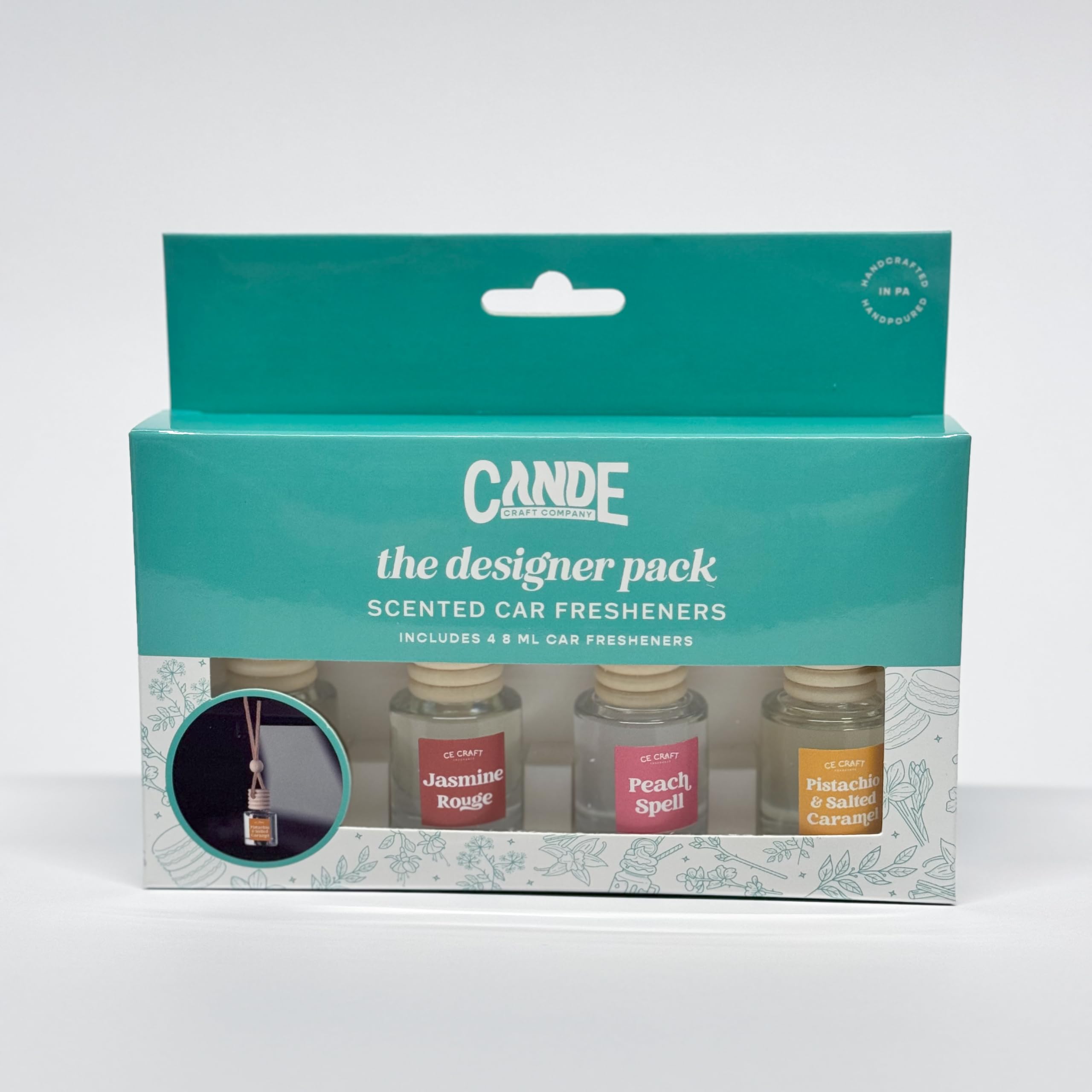 CE Craft Hanging Car Air Freshener – Fragrance Oil Diffuser with Essential Oils – Long-Lasting Aromatherapy Scents for Automobiles – 4 Pack, Designer