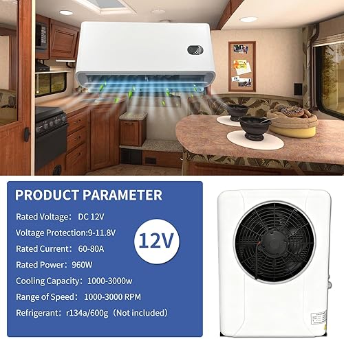 Miniatura 17 de Aire acondicionado dividido universal Nueva energía eléctrica automotriz AC unidad 12V 6600 BTU para camiones, semircamiones, RV, furgoneta