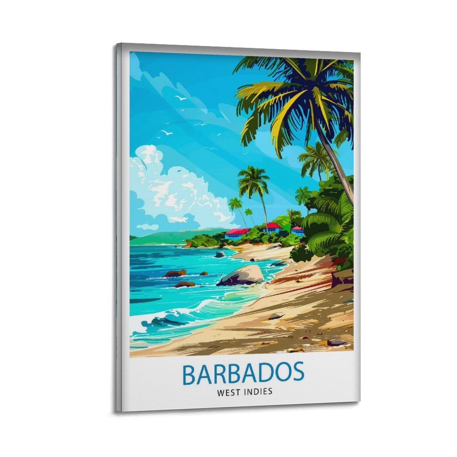 xiaoxiaoshen Barbados Travel Caribbean Lover Canvas Poster Wall Art Prints Room Aesthetic Murals Bedroom And Living Decorations 08x12inch(20x30cm)