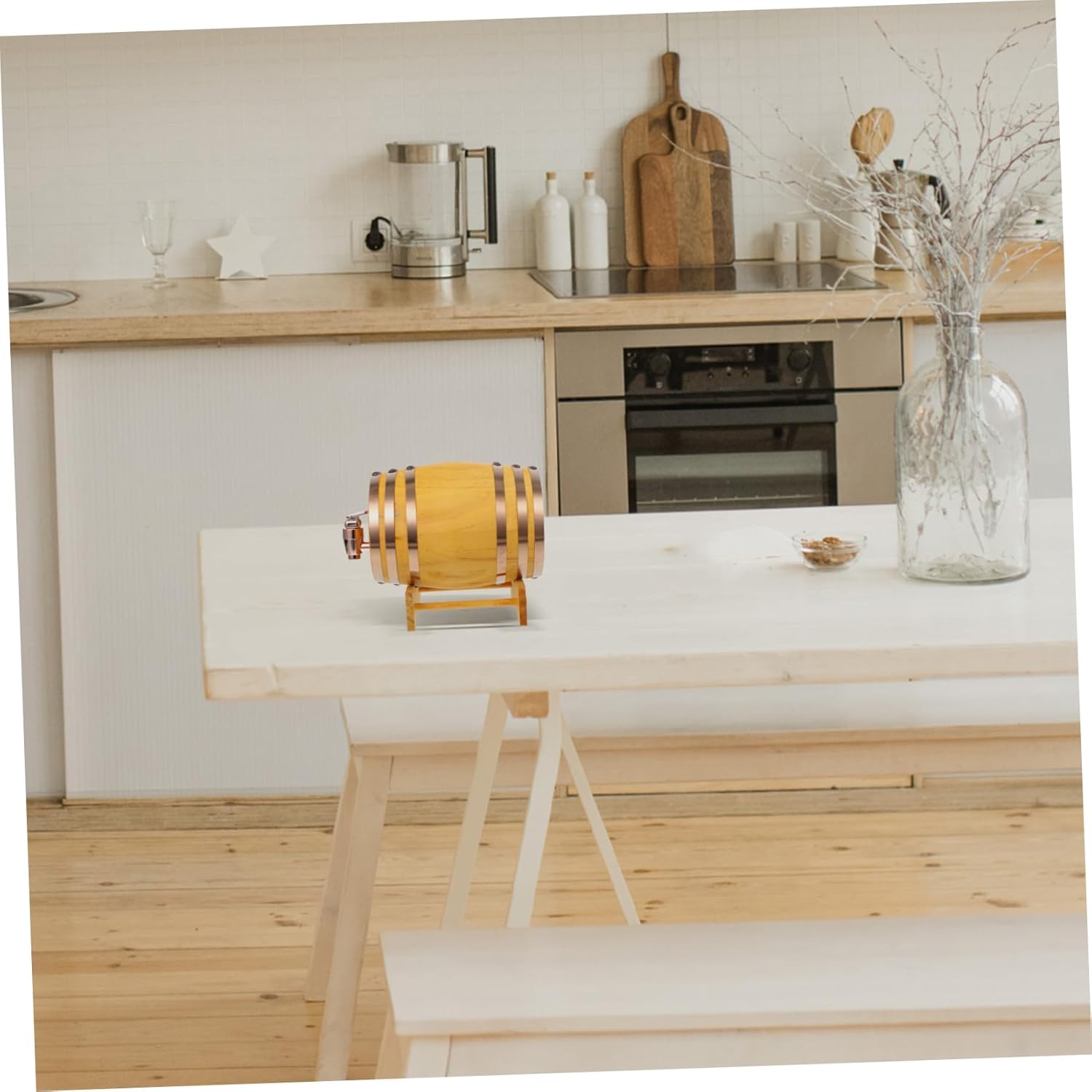 Wine Barrel with Stand Rustic Mini Drink Dispenser for Parties Capacity Oak Construction Vintage Design for Home Bar and Restaurant Use