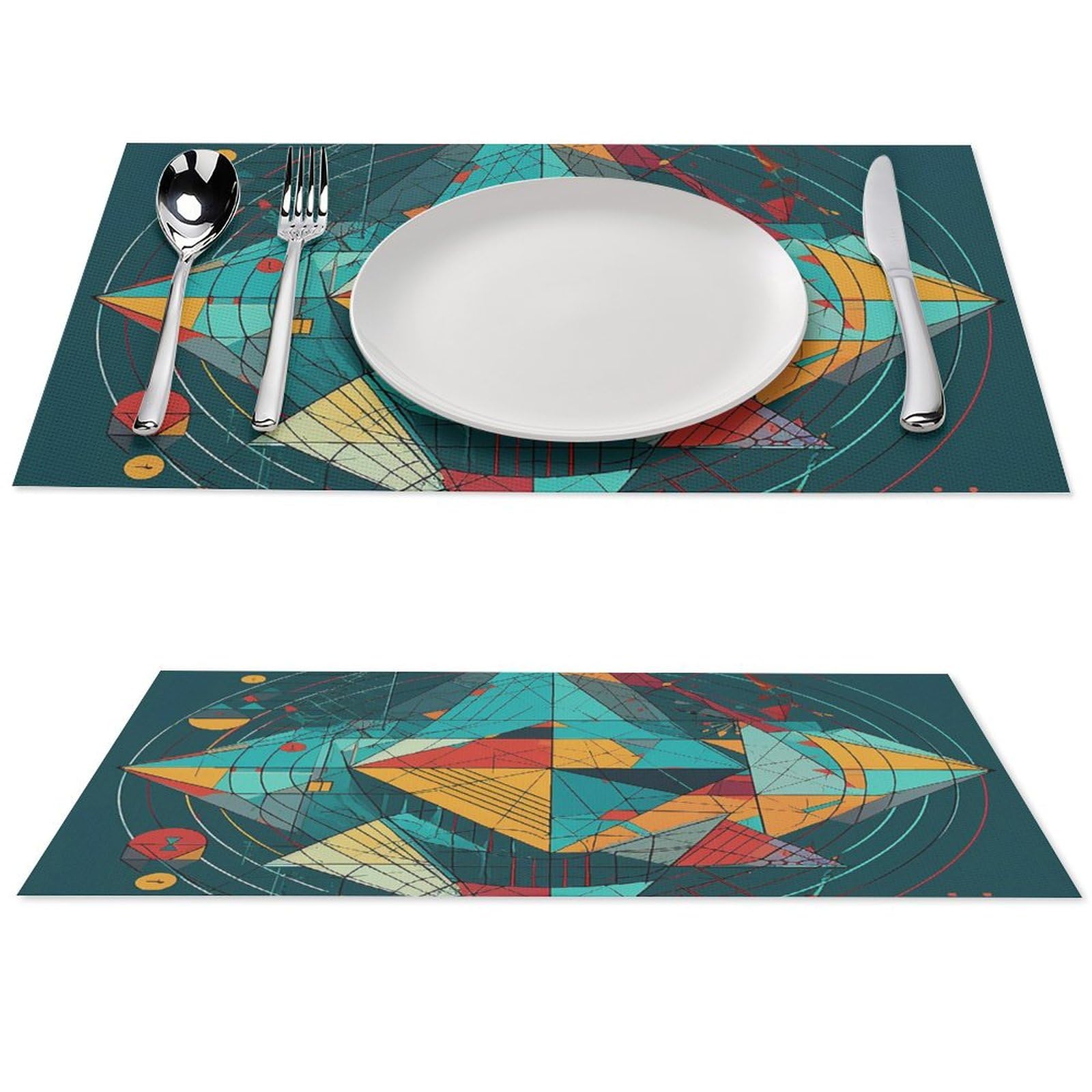 Sets de table géométriques lavables en PVC pour table de salle à manger