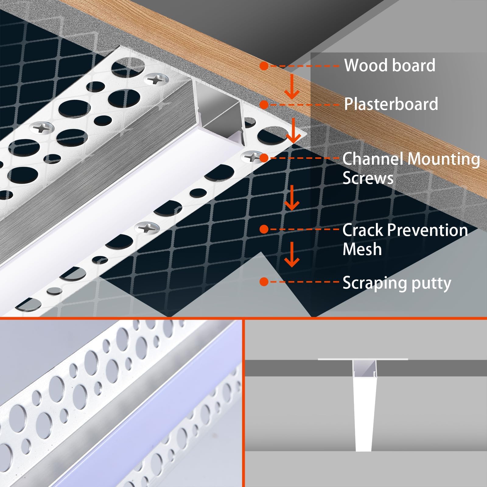 6 Stück 1 m milchig weiß Diffusor LED Trockenbau Trockenbau Aluminiumk U-Form ohne Zierleiste für Lichtstreifen