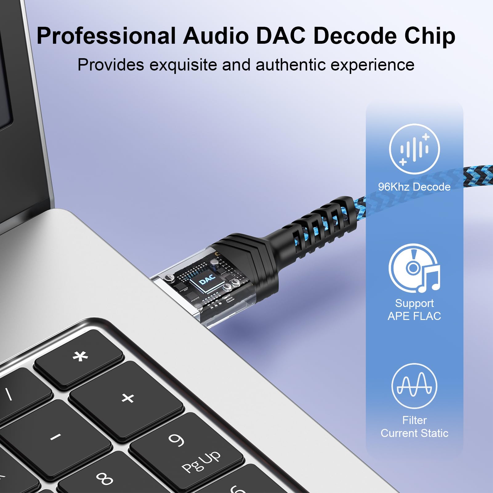 Cavo audio AUX da USB A a 3,5 mm, adattatore intrecciato da USB maschio a jack AUX da 90 cm